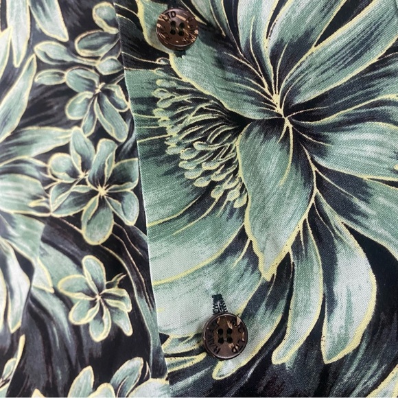 Kalaheo Hawaiian Aloha Shirt XL Made in Hawaii Green Rayon Tropical Floral Beach - Picture 5 of 9